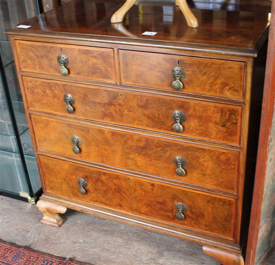 Banded walnut chest of drawers